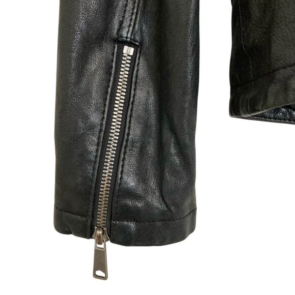 VINCE Sheep Leather Moto Jacket Black - Picture 5 of 9